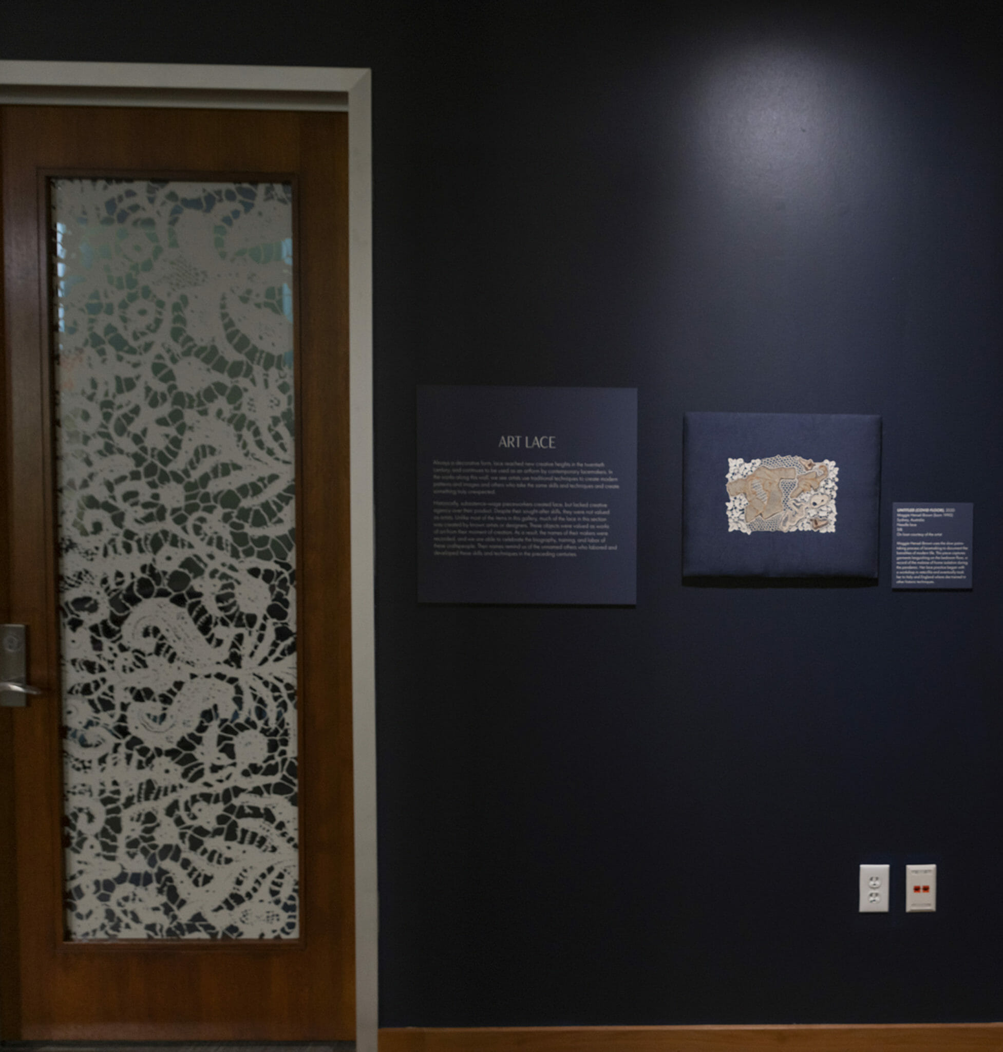 Wall and door panels in Lace exhibition