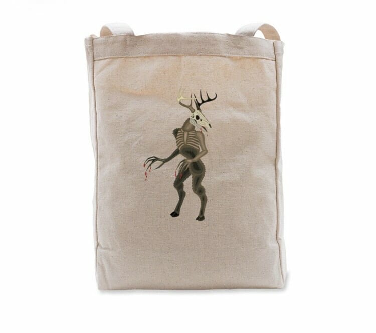 Canvas bag with wendigo illustration