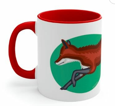 Coffee mug with fox illustration