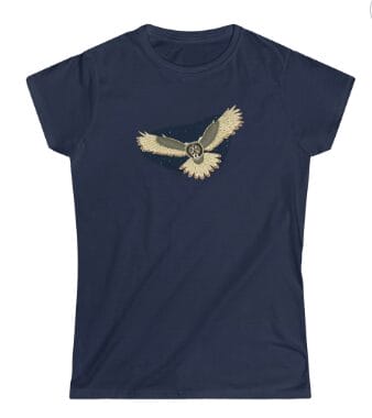 owl illustration on a women's cut t-shirt