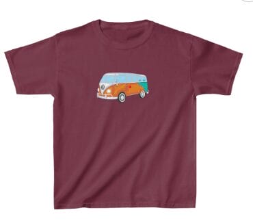 Van illustration printed on a kids t-shirt