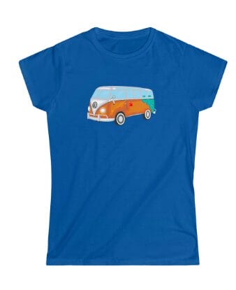Van illustration on a women's cut t-shirt