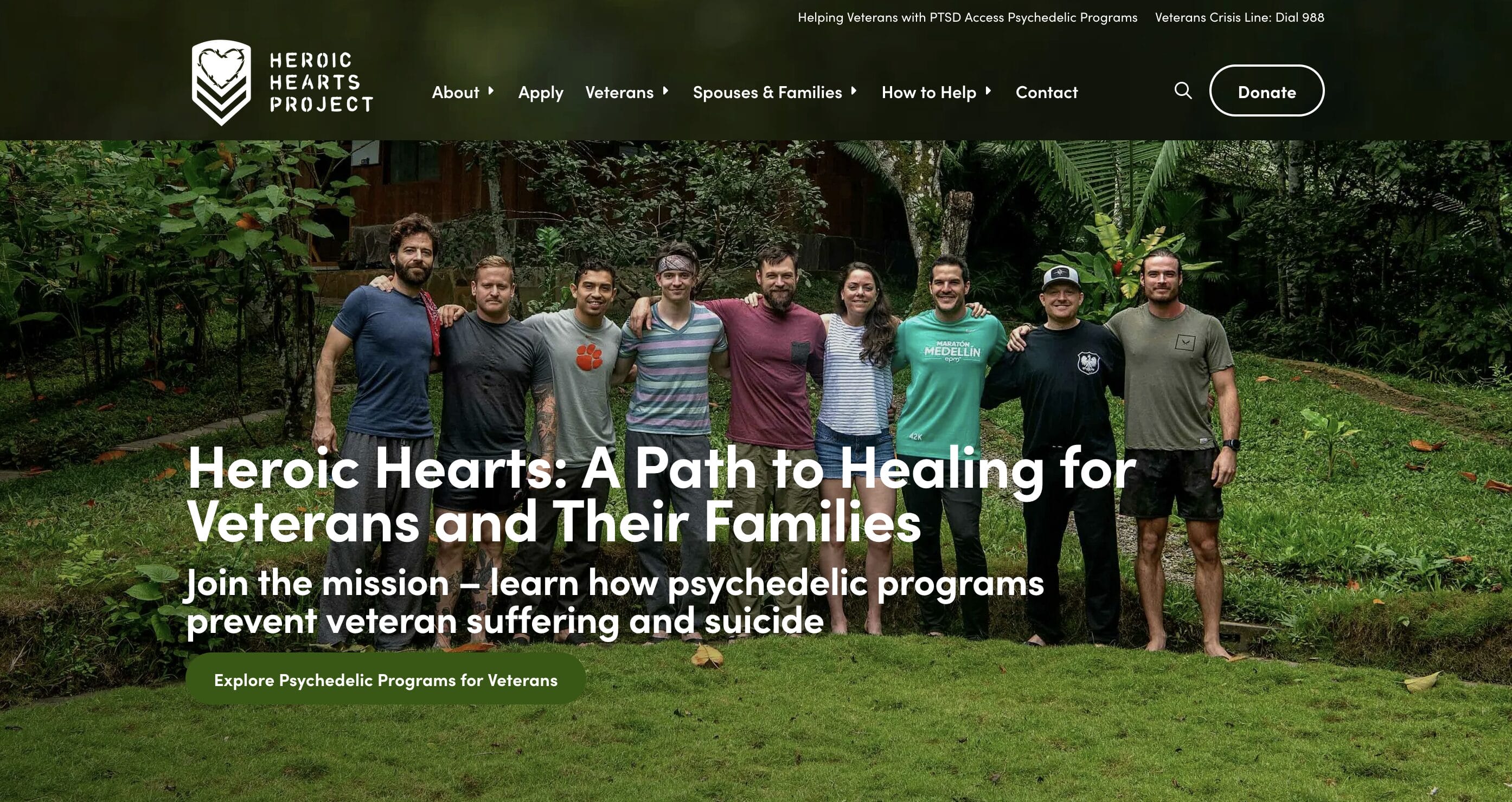 Heroic Hearts Project website home page banner