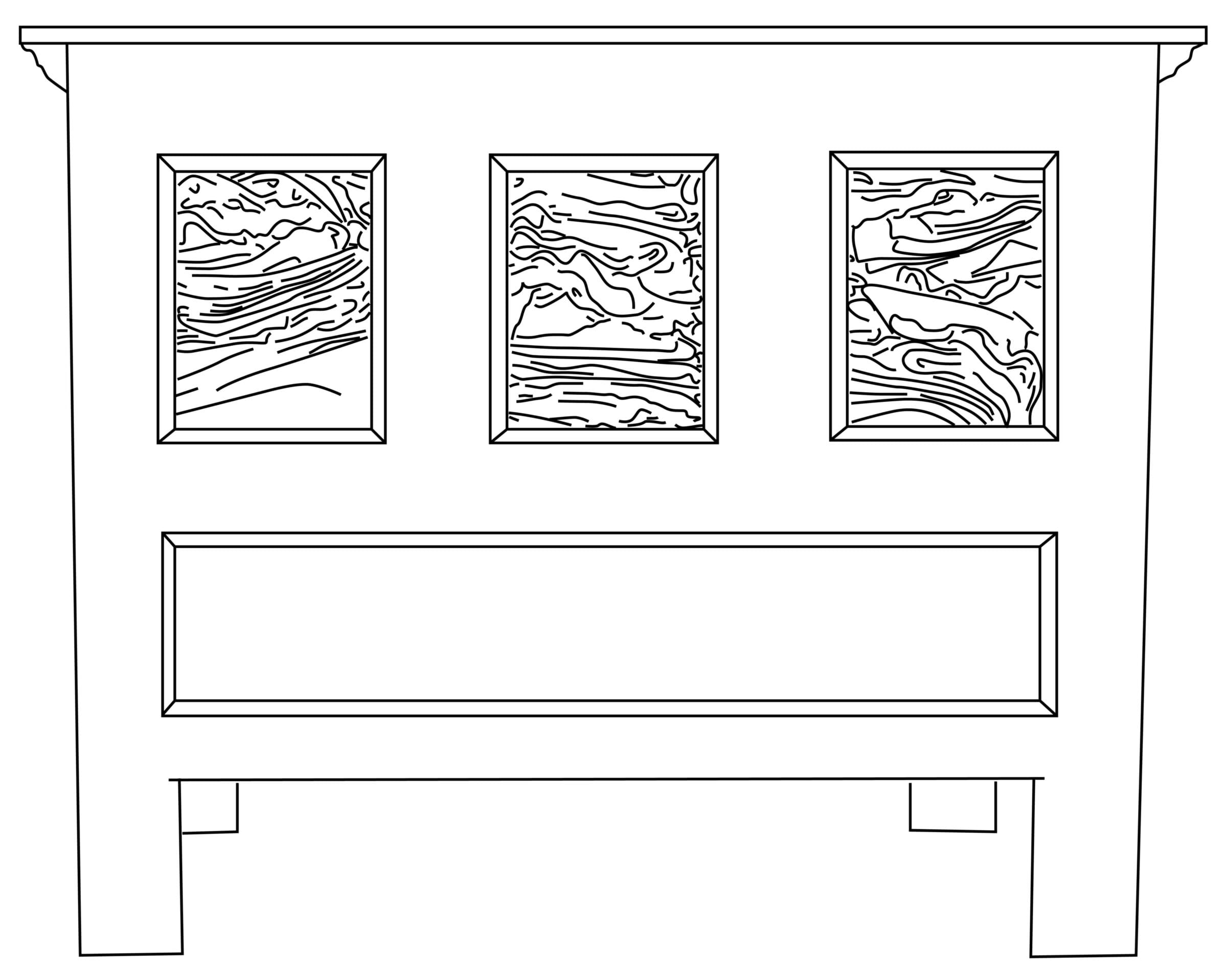 Line drawing of Harrington cabinet